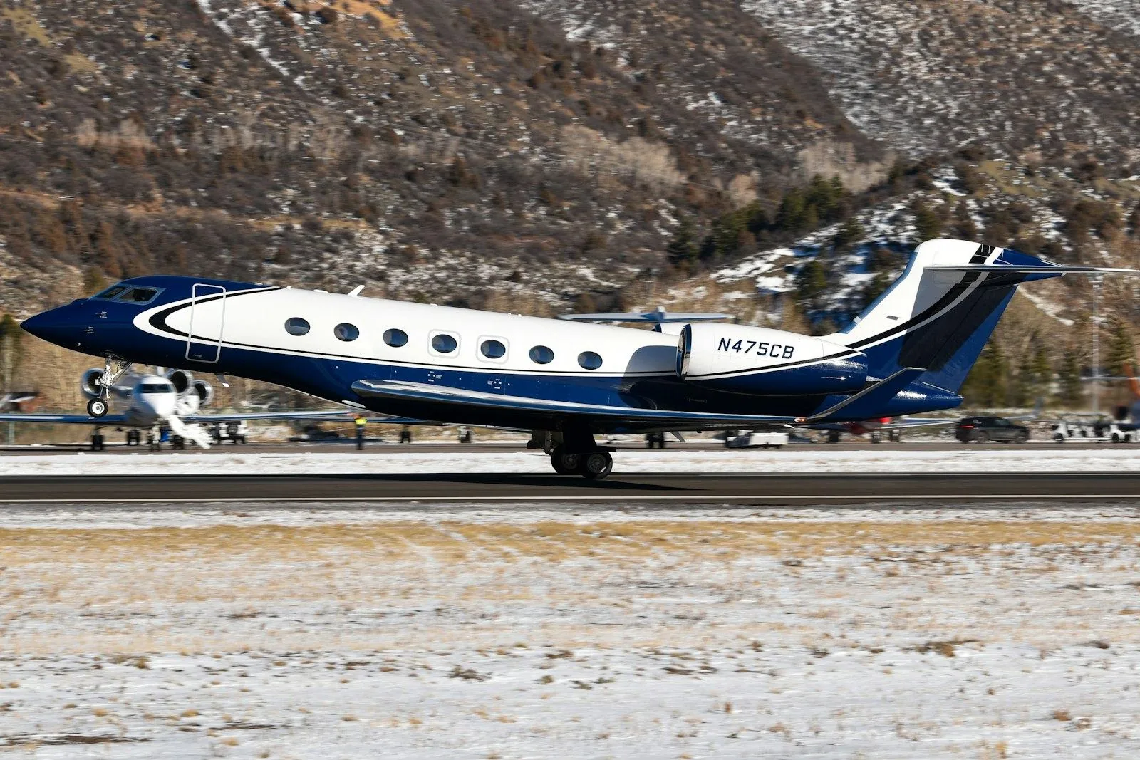Private jet at a mountain airport